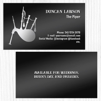 Bagpiper Black Business Card