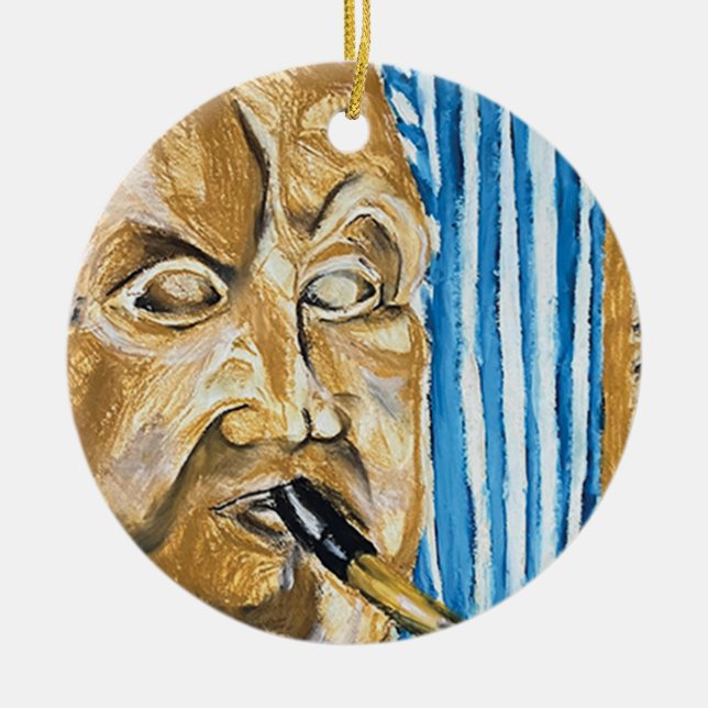 Bagpiper Ceramic Tree Decoration (Front)
