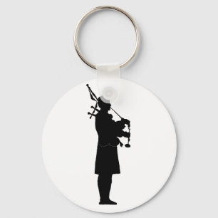 Bagpiper Silhouette Key Ring