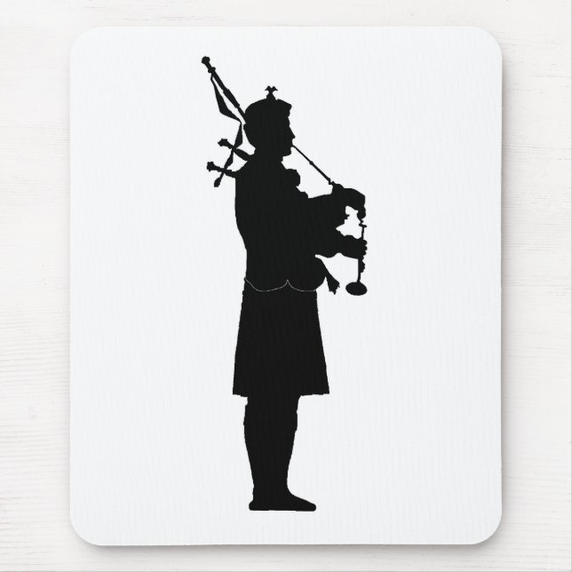 Bagpiper Silhouette Mouse Mat (Front)