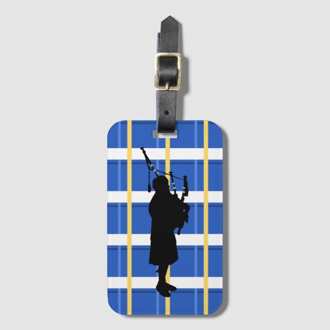 Bagpiper Tartan Luggage Tag (Front Vertical)
