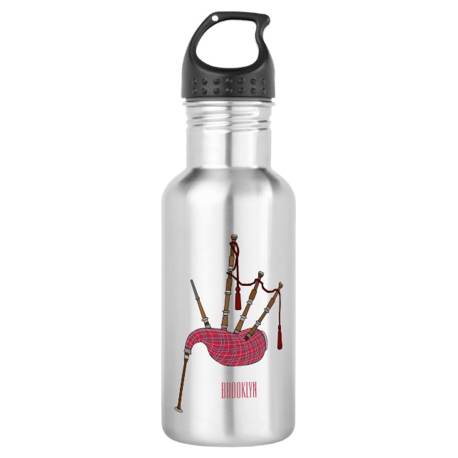 Bagpipes cartoon illustration  532 ml water bottle (Front)