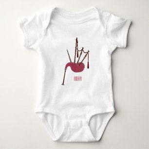 Bagpipes cartoon illustration  baby bodysuit
