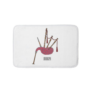 Bagpipes cartoon illustration bath mat