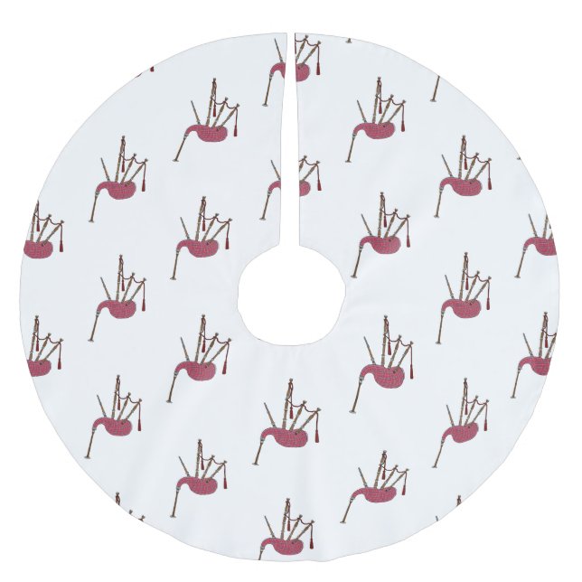 Bagpipes cartoon illustration  brushed polyester tree skirt (Front)