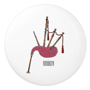 Bagpipes cartoon illustration ceramic knob