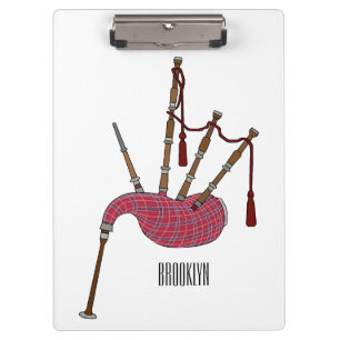 Bagpipes cartoon illustration clipboard