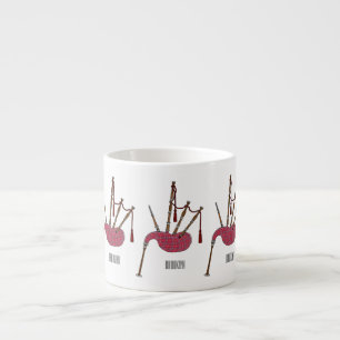 Bagpipes cartoon illustration espresso cup