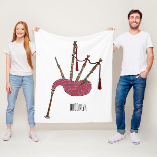 Bagpipes cartoon illustration  fleece blanket
