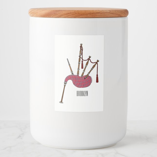 Bagpipes cartoon illustration  food label (Front)