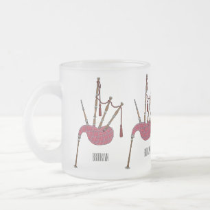 Bagpipes cartoon illustration  frosted glass coffee mug