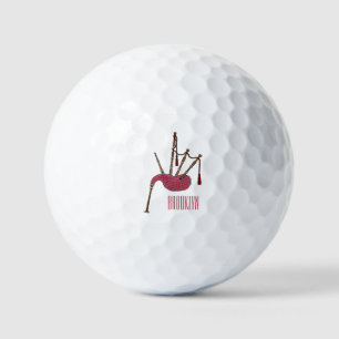 Bagpipes cartoon illustration  golf balls
