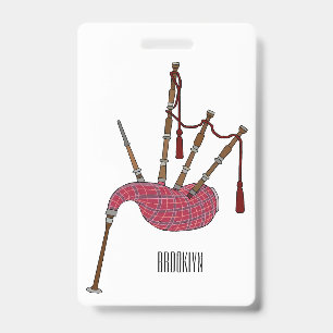 Bagpipes cartoon illustration ID badge