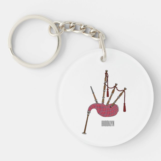 Bagpipes cartoon illustration  key ring (Front)
