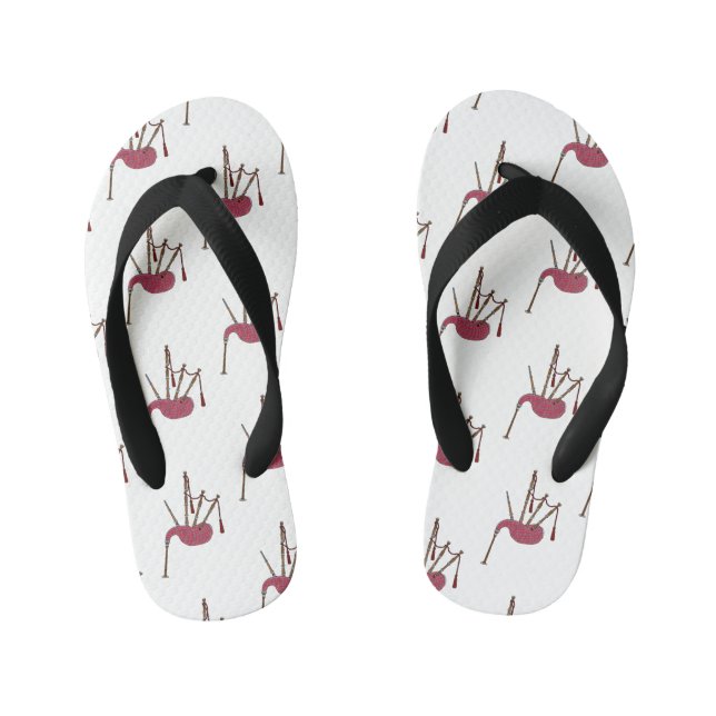 Bagpipes cartoon illustration  kid's flip flops (Footbed)