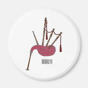 Bagpipes cartoon illustration magnet
