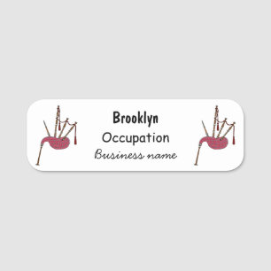 Bagpipes cartoon illustration  name tag