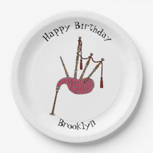 Bagpipes cartoon illustration paper plate
