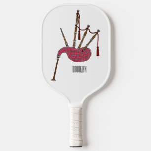 Bagpipes cartoon illustration  pickleball paddle