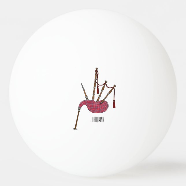 Bagpipes cartoon illustration  ping pong ball (Front)
