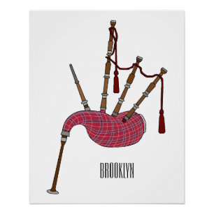 Bagpipes cartoon illustration poster