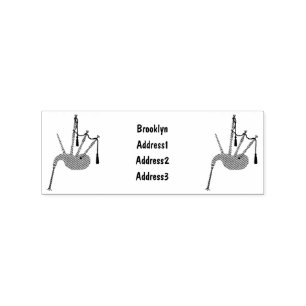 Bagpipes cartoon illustration rubber stamp