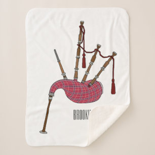 Bagpipes cartoon illustration sherpa blanket