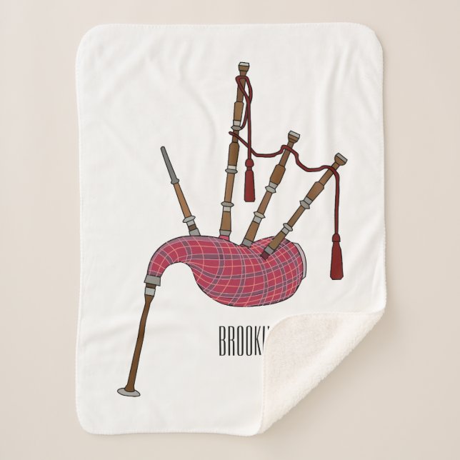 Bagpipes cartoon illustration sherpa blanket (Front)