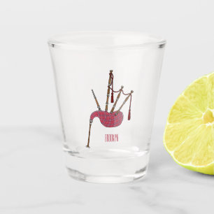 Bagpipes cartoon illustration  shot glass