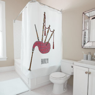 Bagpipes cartoon illustration  shower curtain