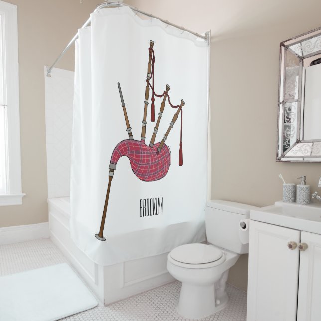 Bagpipes cartoon illustration  shower curtain (In Situ)