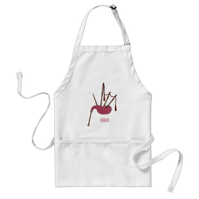Bagpipes cartoon illustration  standard apron (Front)