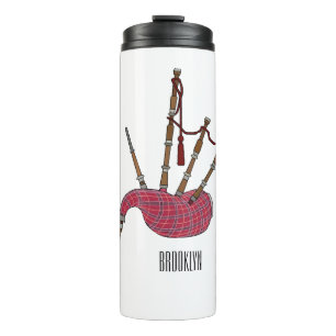 Bagpipes cartoon illustration  thermal tumbler