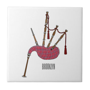 Bagpipes cartoon illustration  tile