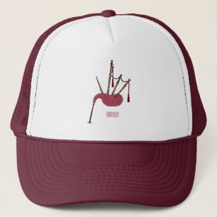 Bagpipes cartoon illustration trucker hat