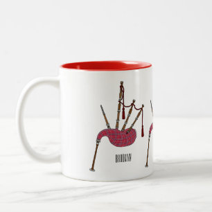 Bagpipes cartoon illustration Two-Tone coffee mug