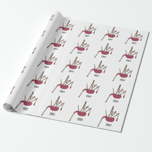 Bagpipes cartoon illustration wrapping paper