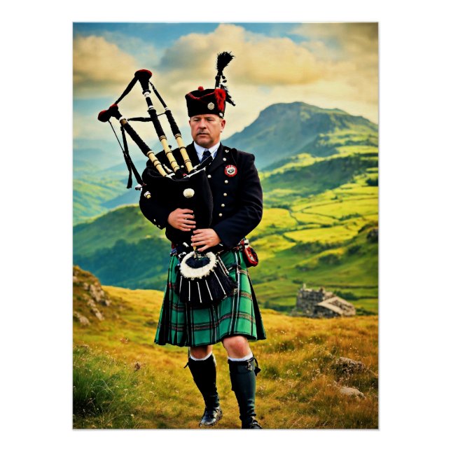 Bagpipes in Scotland, AI-generated, Poster (Front)
