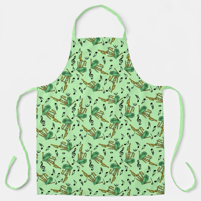 Bagpipes Music Note Pattern Apron (Front)