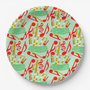 Bagpipes Music Notes Paper Plate
