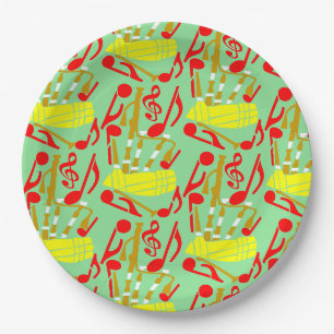 Bagpipes Music Notes Paper Plate