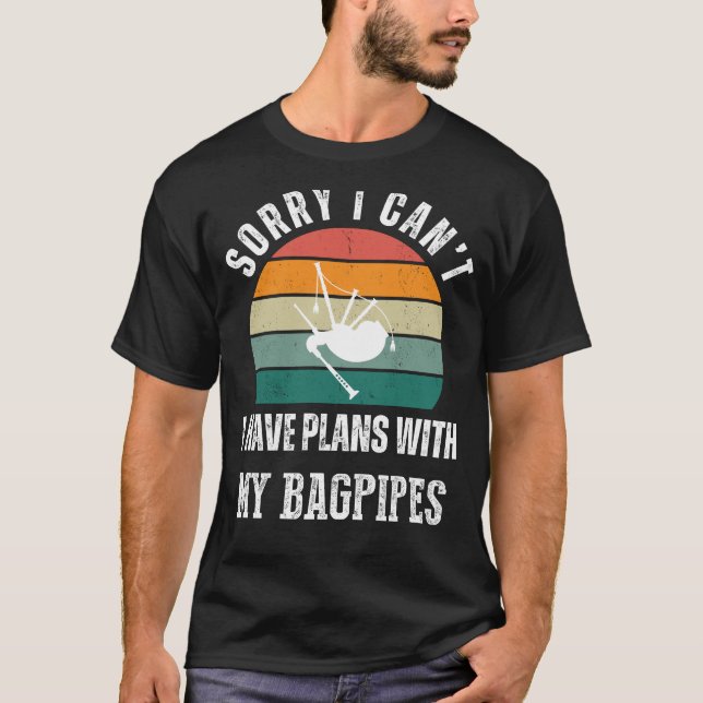 Bagpipes Plans Tee: Embrace Musical Humour & Uniqu T-Shirt (Front)
