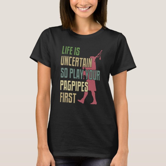 Bagpipes Player Retro Style T-Shirt (Front)