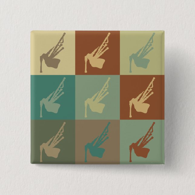 Bagpipes Pop Art 15 Cm Square Badge (Front)