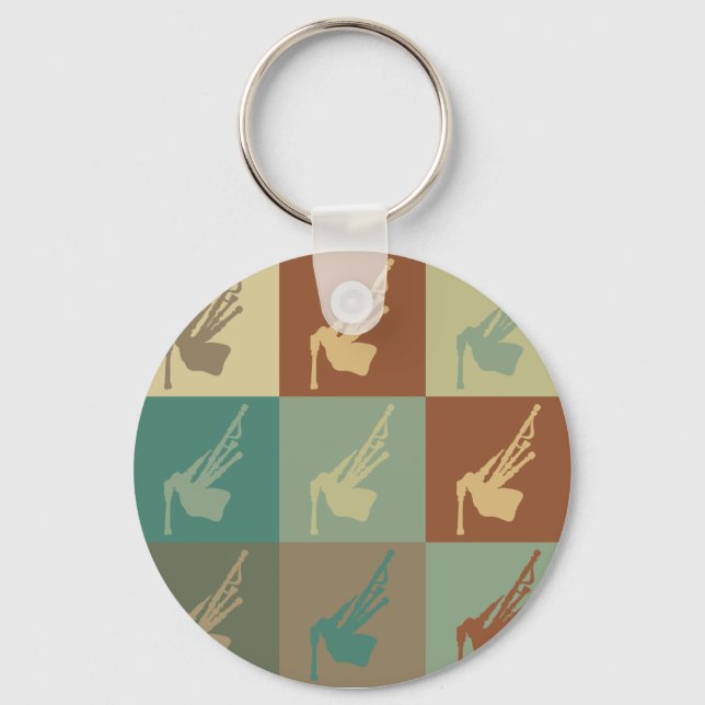 Bagpipes Pop Art Key Ring (Front)