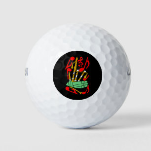 Bagpipes Red Music Notes Golf Balls