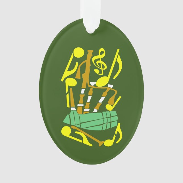 Bagpipes Red Music Notes Ornament (Front)