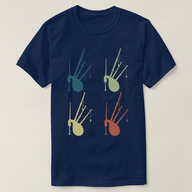 Bagpipes Retro T-Shirt (Design Front)