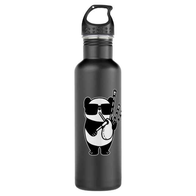 Bagpipes Scotland Panda with Bag Pipes 710 Ml Water Bottle (Front)