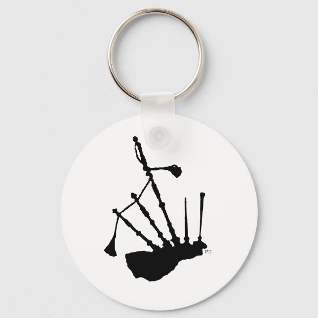 Bagpipes Silhouette Key Ring (Front)